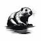 Bold Black And White Beaver Sitting In Water Vector