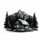 Bold Black And White Cabin Fever Movie Graphic - Logo Style Vector Art