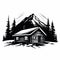 Bold Black And White Cabin Illustration: Clean, Sharp, And Striking