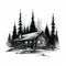 Bold Black And White Cabin Illustration: Clean And Simple Logo Style Art