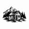 Bold Black And White Cabin Illustration Clean Vector Art With Logo Style