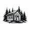 Bold Black And White Cabin Illustration: Rustic, Simple, And Striking