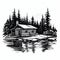 Bold Black And White Cabin John Graphic - Clean Vector Art