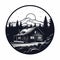 Bold Black And White Cabin John Park Graphic - Logo Style Vector Art