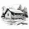 Bold Black And White Cabin Rentals Graphic In Logo Style