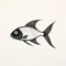 Bold Black And White Fish Illustration In Mid-century Style