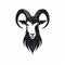 Bold Black And White Goat Head Icon With Dark Symbolism