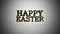 Bold black and white Happy Easter design with stylized yellow letters
