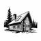 Bold Black And White Log Cabin Design - Clean Vector Art