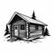 Bold Black And White Log Cabin Illustration: Clean, Simple, And Striking