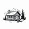 Bold Black And White Log Cabin Vector Art