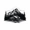 Bold Black And White Mountain Cabin Illustration For Logo Design
