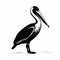 Bold Black And White Pelican Silhouette: Minimalist Cartoonish Lithograph Style