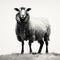 Bold Black And White Sheep: Hyper-realistic Minimalist Strokes Collection