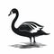 Bold Black And White Swan Silhouette Illustration On White Background