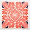 Bold Block Print Inspired Coralred Flower Tile Design