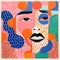 Bold Block Print: Vibrant Acrylic Colors In Geometric Woman\\\'s Face