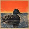 Bold Block Prints: A Historical Illustration Of A Duck On The Lake