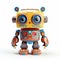 Bold And Busy Toy Robot In Dark Orange And Light Azure