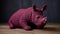 Bold And Cartoonish Red Crocheted Toy Rhino Sculpture