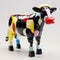 Bold Chromaticity Glass Cow Sculpture With Neo-plasticist Design