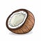 Bold Coconut Illustration On White Background - Cartoonish Style