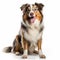 Bold Color Australian Shepherd Dog On White Background