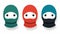 Bold Color Blocking Cartoon Characters With Ski Masks