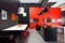 bold color blocks and contrasting textures create striking look in interior design