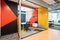 bold color blocks in a modern and sleek office space