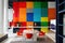 bold color blocks in a modern and sleek office space