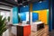 bold color blocks in a modern and sleek office space