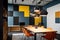bold color blocks in a modern and sleek office space