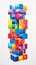 Bold Colorful Brick Tower: Commissioned Sculpture By Victor Vasarely