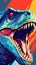 Bold and Colorful Pop Art Raptor Snarling in Blocky Style AI Generated