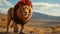 Bold And Colorful Red Lion In The Desert - Imax Style