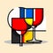 Bold And Colorful Wine Glass Vector In De Stijl Style