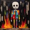 Bold And Contemporary: De Stijl Skeleton In Fire