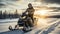 Bold And Dynamic Snowmobile Adventure At Sunrise