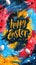 The bold Easter card design in the Cluttercore trend features rich colors and bold strokes.