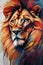 A bold and expressive painting art of a lion's mane, animal design