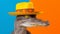 Bold Fashion Photography: Crocodile With Straw Hat On Blue Background