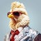Bold Fashion Photography: White Rooster In Glasses And Suit