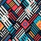 Bold Geometric Pattern: Colorful Squares And Lines For Surface Printing