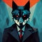 Bold Geometries: The Suprematism Werewolf - Dark Cyan And Red Art