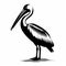 Bold Gothic Realism: Pelican Silhouette On Clean White Background