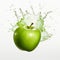 Bold And Graceful: Green Apple With Water Splash - Innovative Grocery Art