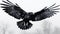 Bold And Graceful: Hyperrealistic Photo Of A Black Raven In Flight