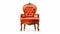 Bold And Graceful Orange Upholstered Chair On White Background