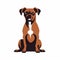 Bold Graphic Design: Black Brown Boxer Dog With Heart Iconography